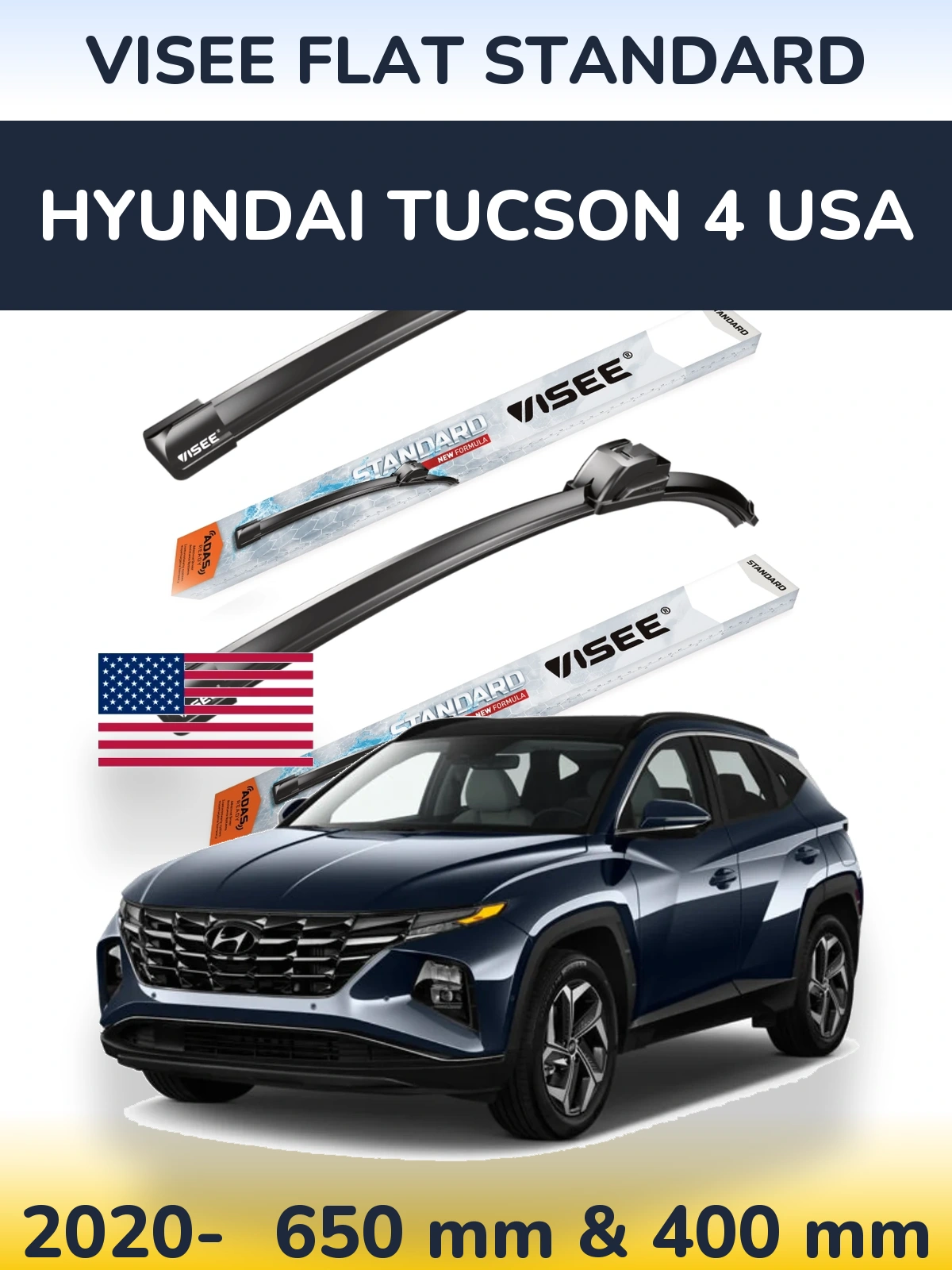 Ștergătoare VISEE FLAT STANDARD pentru Hyundai Tucson 4 USA
