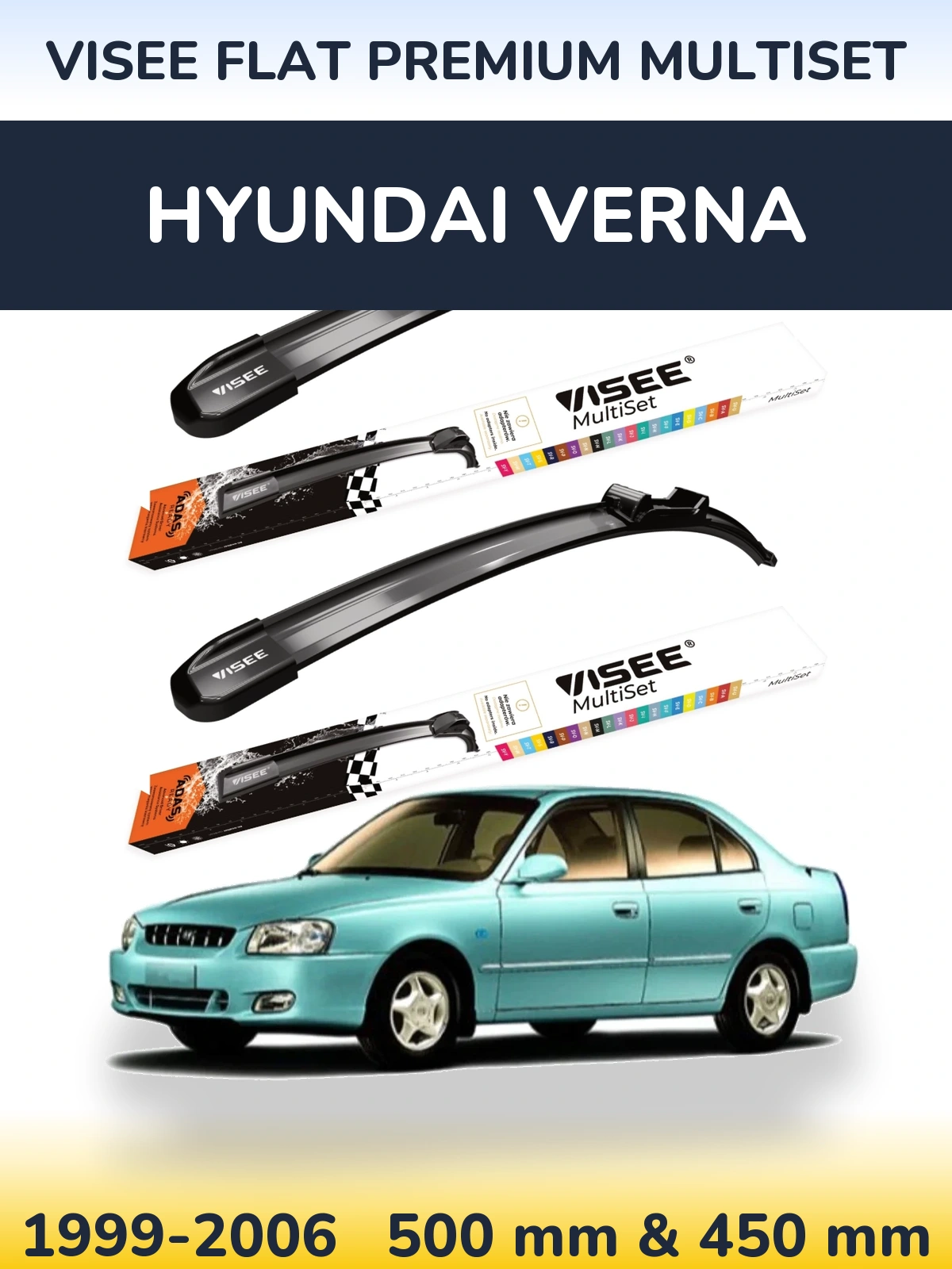 Ștergătoare VISEE FLAT PREMIUM MultiSet pentru Hyundai Verna