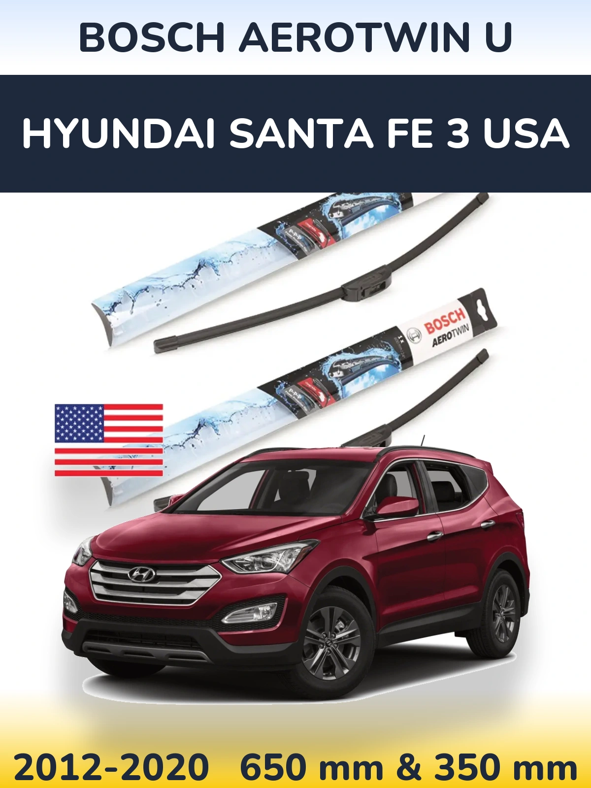 Ștergătoare BOSCH AeroTwin U pentru Hyundai Santa Fe 3 USA