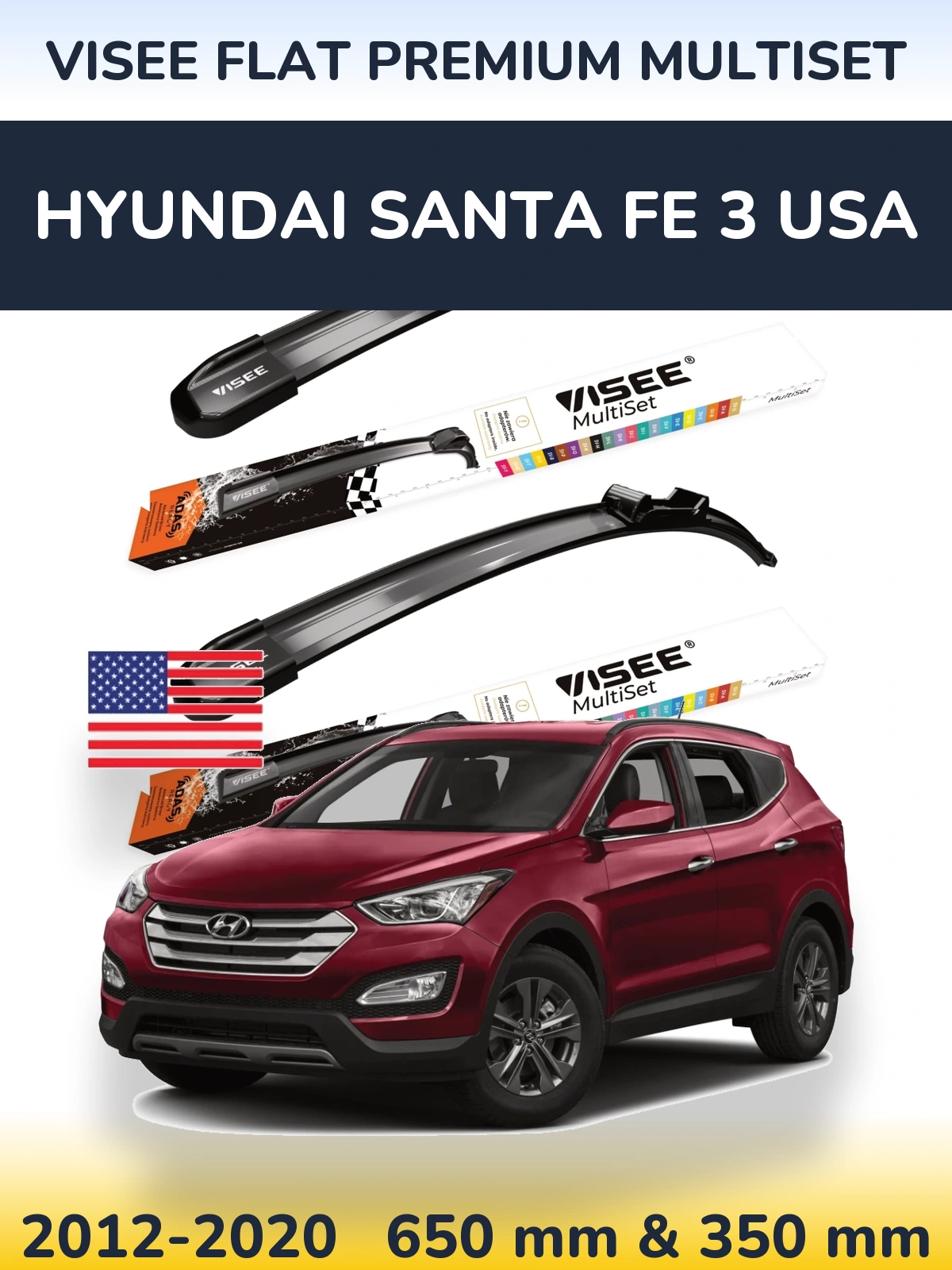 Ștergătoare VISEE FLAT PREMIUM MultiSet pentru Hyundai Santa Fe 3 USA