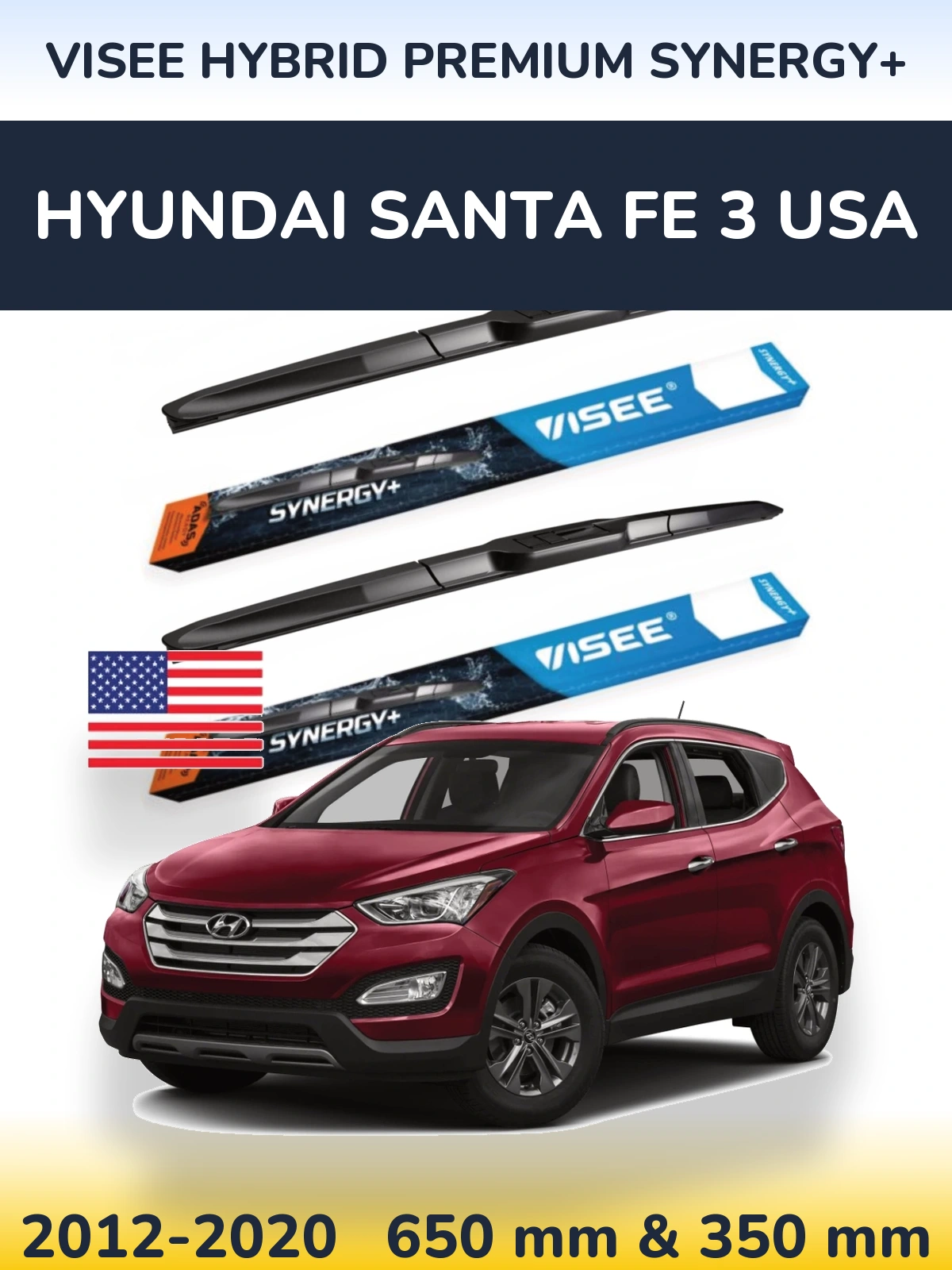 Ștergătoare VISEE HYBRID PREMIUM SYNERGY+ pentru Hyundai Santa Fe 3 USA