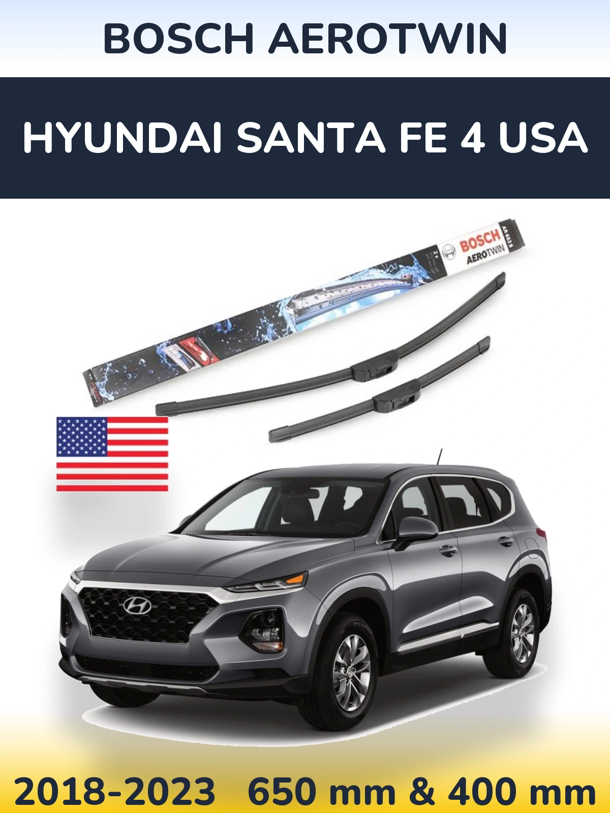 Ștergătoare BOSCH AeroTwin pentru Hyundai Santa Fe 4 USA