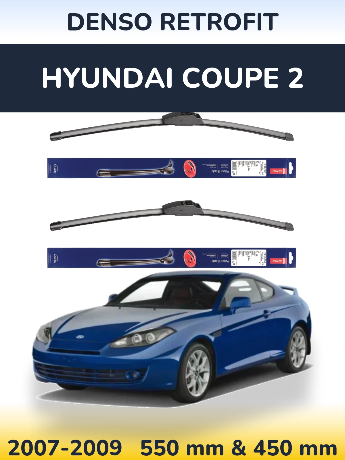 Комплект передних дворников Denso Retrofit 550 & 450 мм для Hyundai Coupe 2 2007-2009