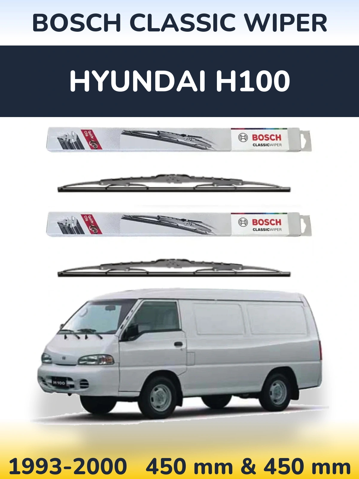 Комплект передних дворников BOSCH Classic Wiper 450 & 450 мм для Hyundai H100 1993-2000