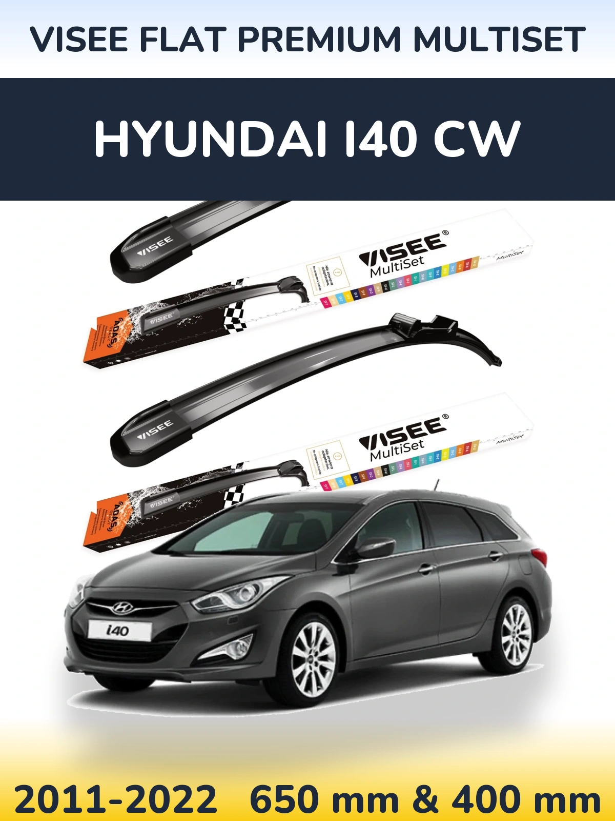 Ștergătoare VISEE FLAT PREMIUM MultiSet pentru Hyundai i40 CW