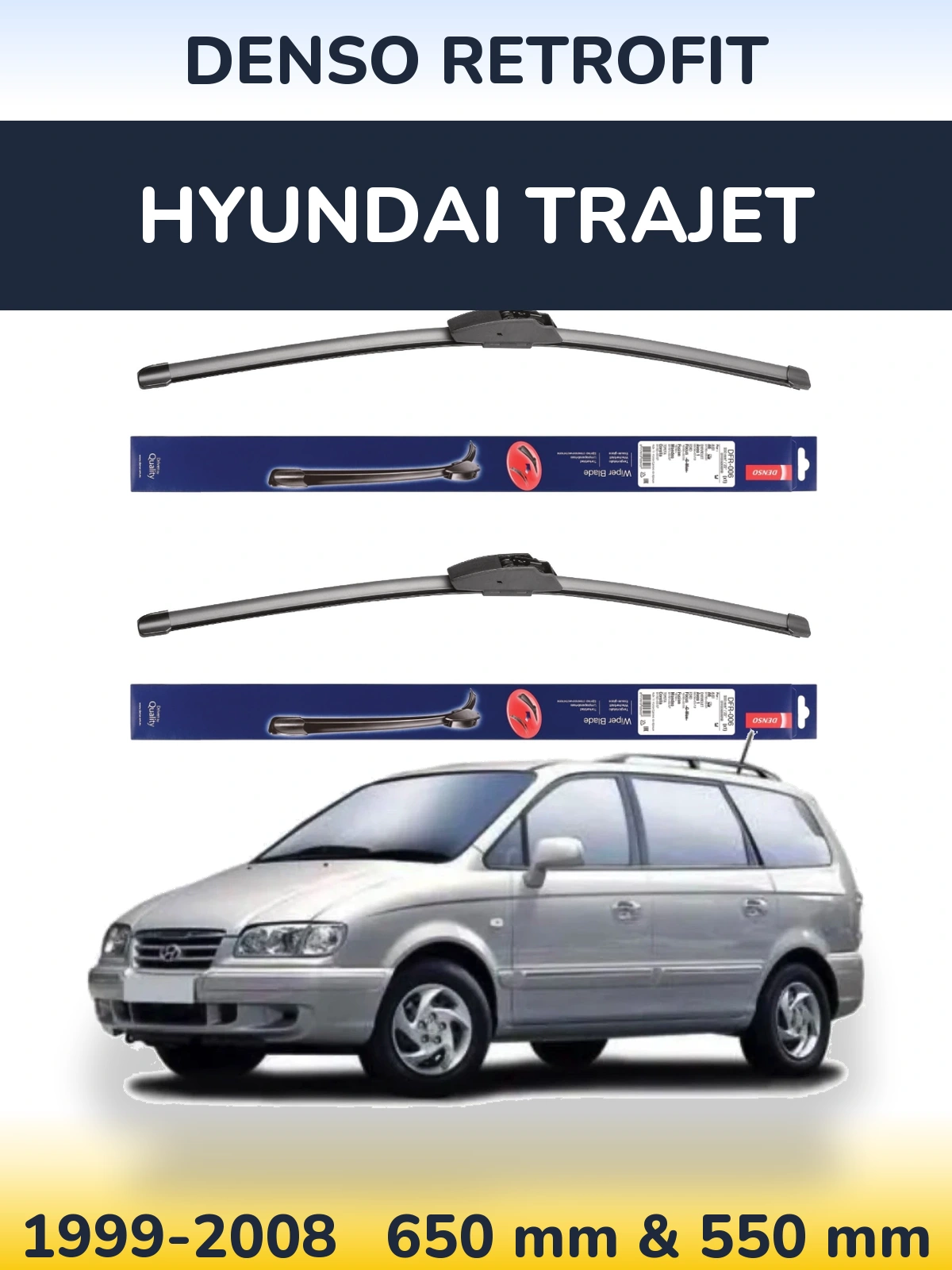 Комплект передних дворников Denso Retrofit 650 & 550 мм для Hyundai Trajet 1999-2008