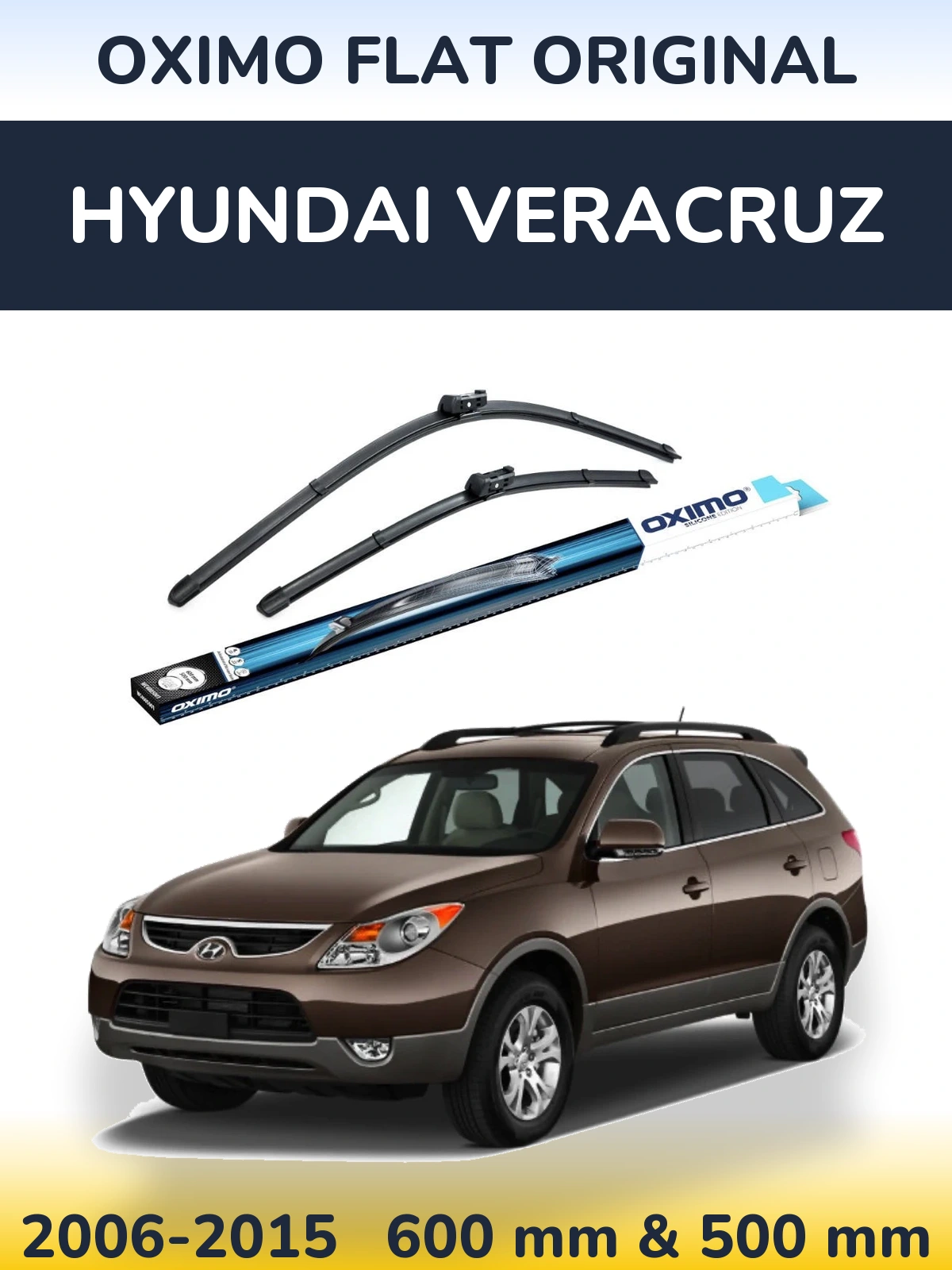 Комплект передних дворников Oximo Flat Original 600 & 500 мм для Hyundai Veracruz 2006-2015
