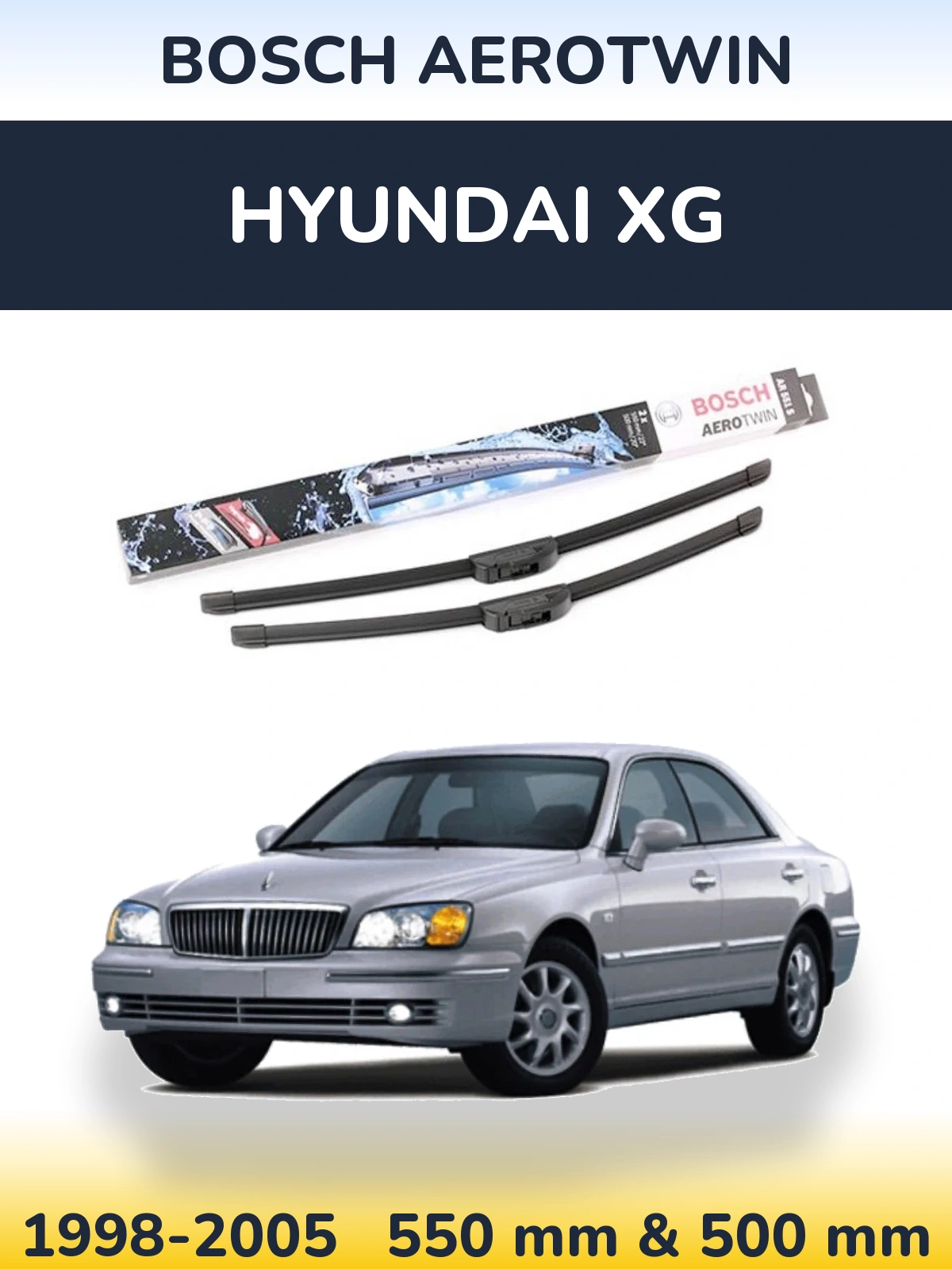 Комплект передних дворников BOSCH AeroTwin 550 & 500 мм для Hyundai XG 1998-2005