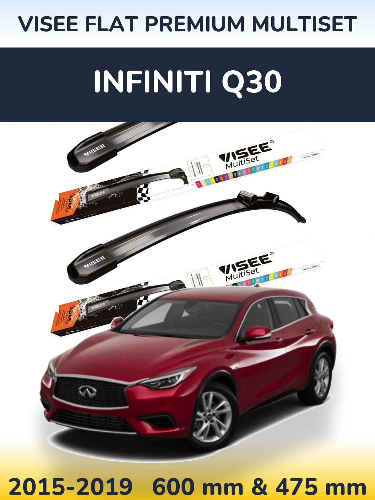 Ștergătoare VISEE FLAT PREMIUM MultiSet pentru Infiniti Q30