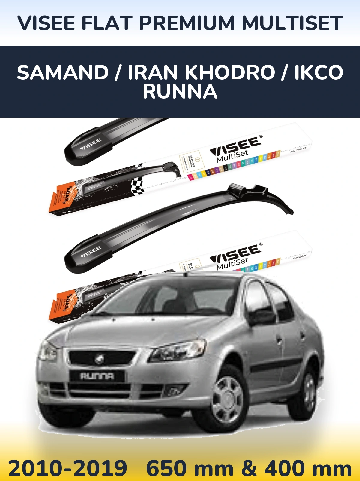 Ștergătoare VISEE FLAT PREMIUM MultiSet pentru Samand / Iran Khodro / IKCO Runna