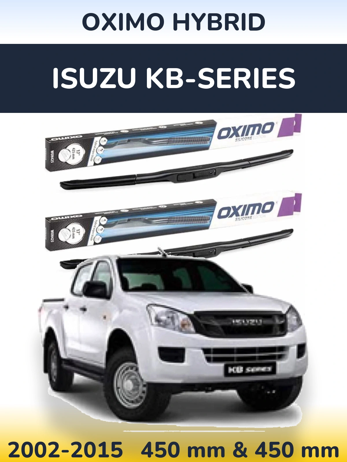 Комплект передних дворников Oximo Hybrid 450 & 450 мм для Isuzu KB-Series 2002-2015