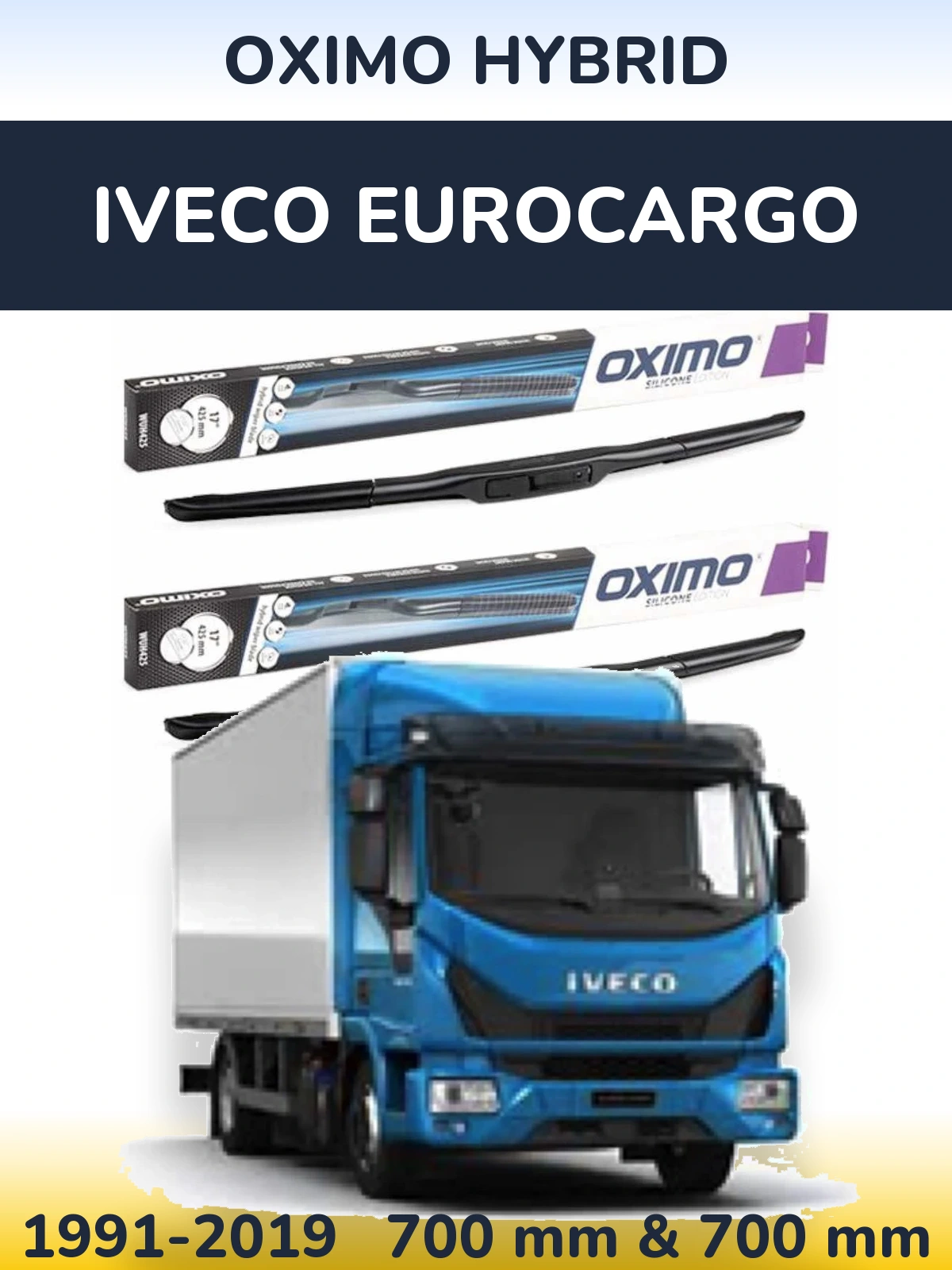 Комплект передних дворников Oximo Hybrid 700 & 700 мм для Iveco EuroCargo 1991-2019
