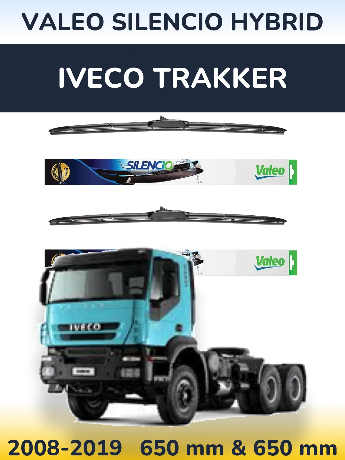 Комплект передних дворников Valeo Silencio Hybrid 650 & 650 мм для Iveco Trakker 2008-2019