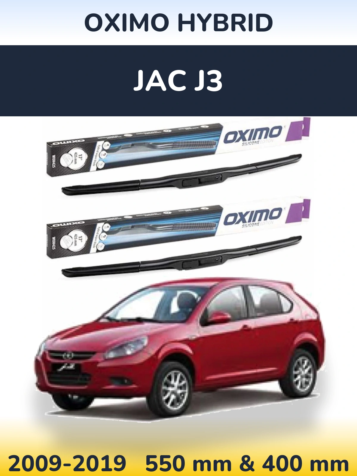 Комплект передних дворников Oximo Hybrid 550 & 400 мм для JAC J3 2009-2019