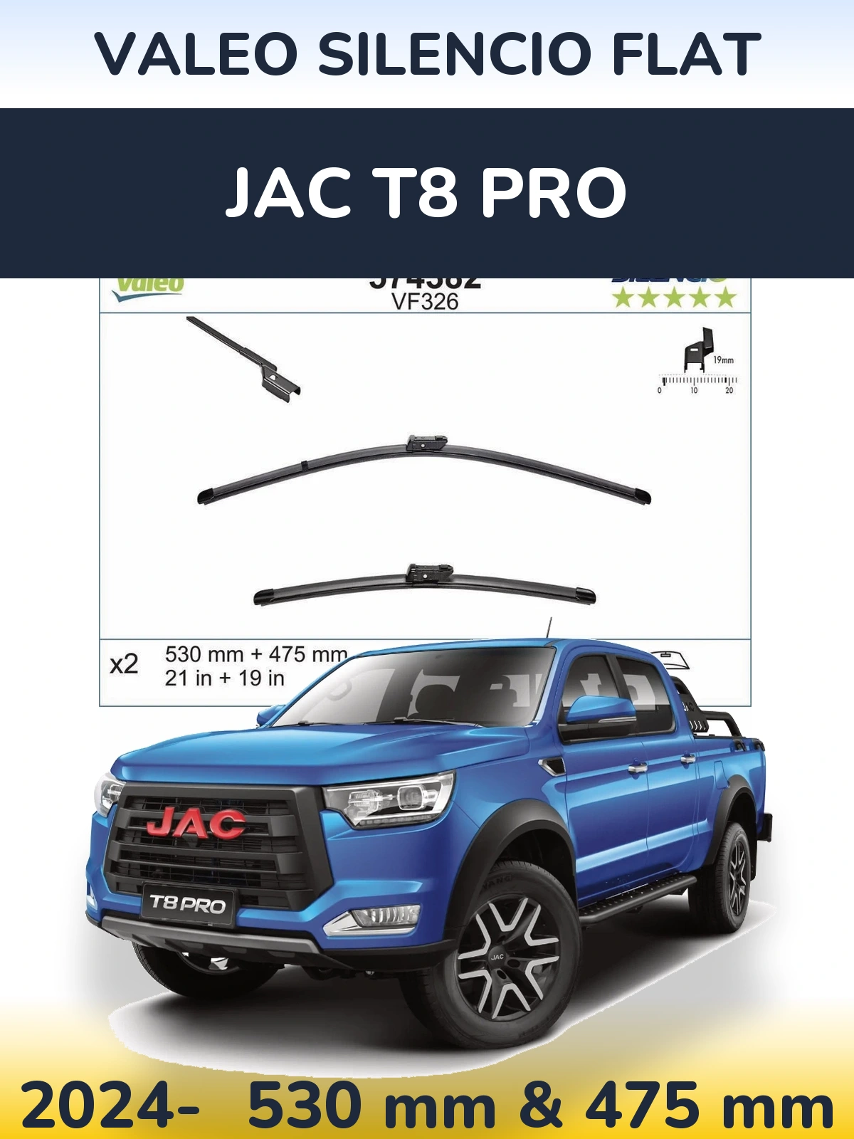 Ștergătoare Valeo Silencio Flat pentru JAC T8 Pro