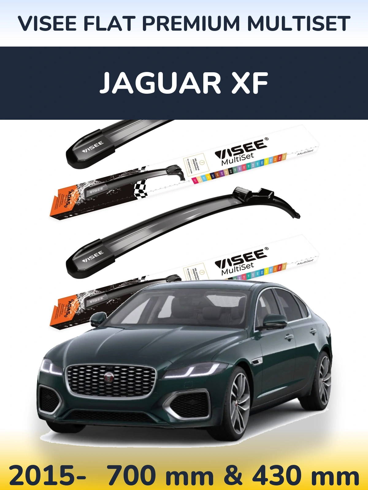 Комплект передних дворников VISEE FLAT PREMIUM MultiSet 700 & 430 мм для Jaguar XF 2015-2026