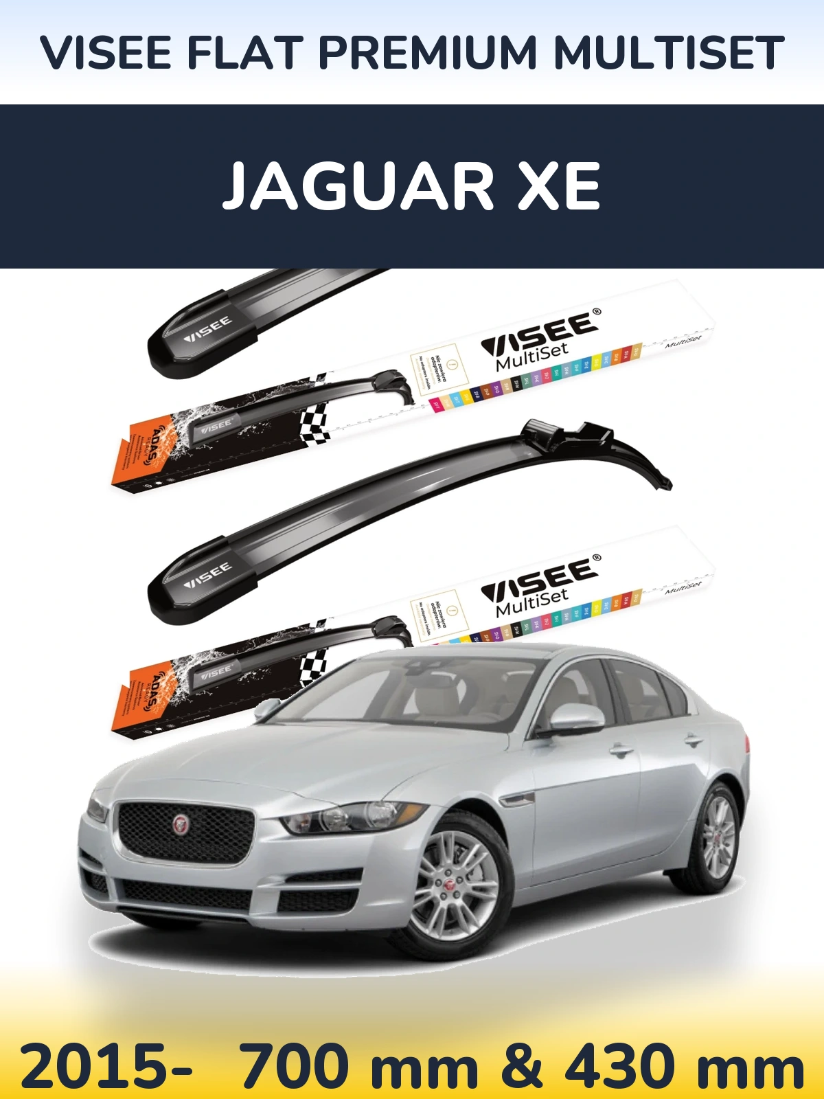 Комплект передних дворников VISEE FLAT PREMIUM MultiSet 700 & 430 мм для Jaguar XE 2015-2026