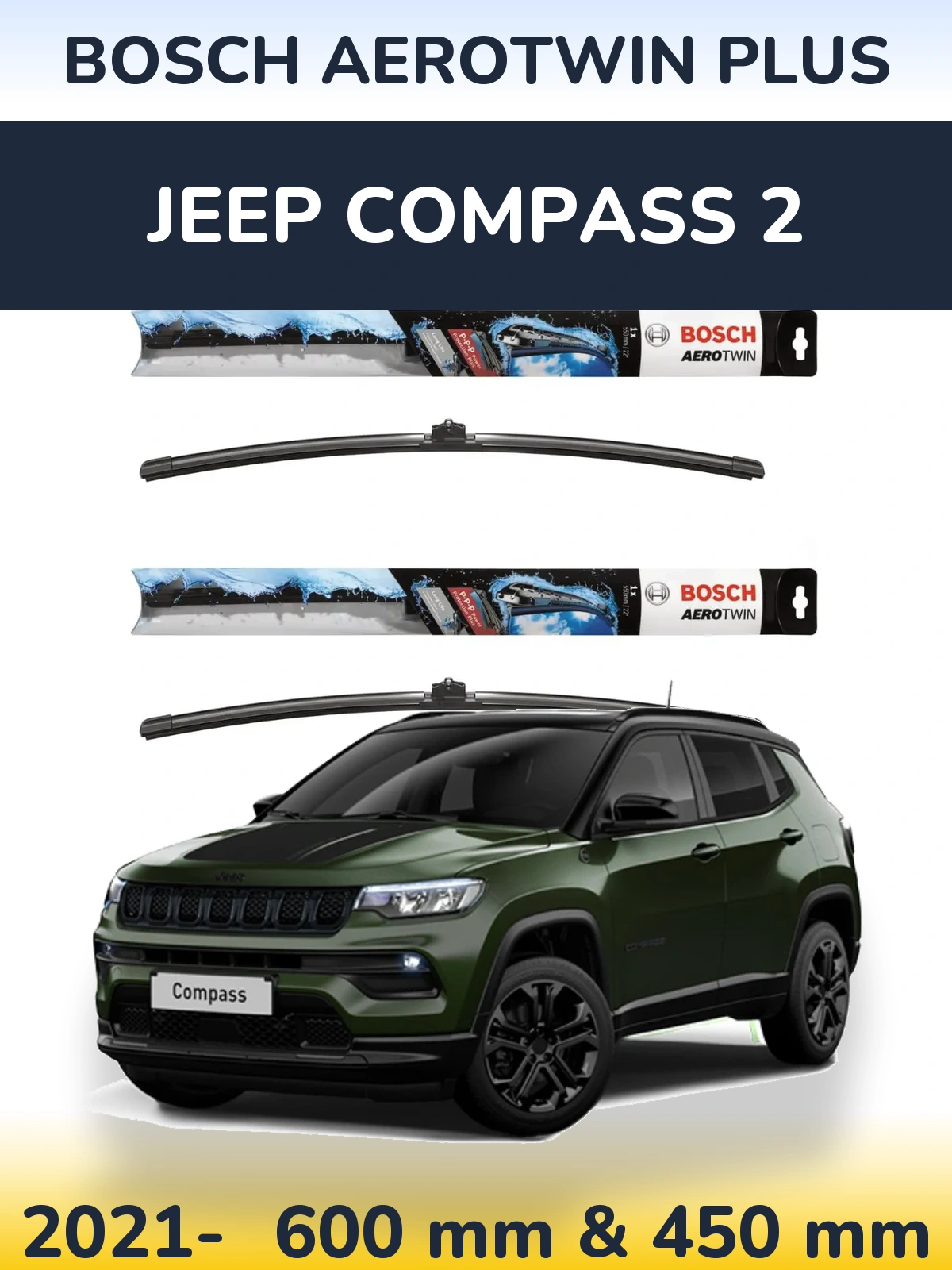 Ștergătoare BOSCH AeroTwin Plus pentru Jeep Compass 2