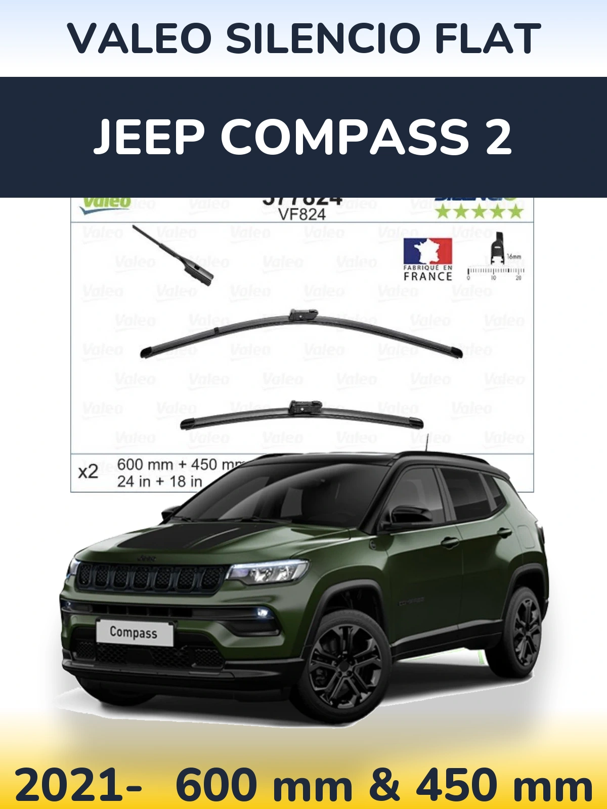 Ștergătoare Valeo Silencio Flat pentru Jeep Compass 2