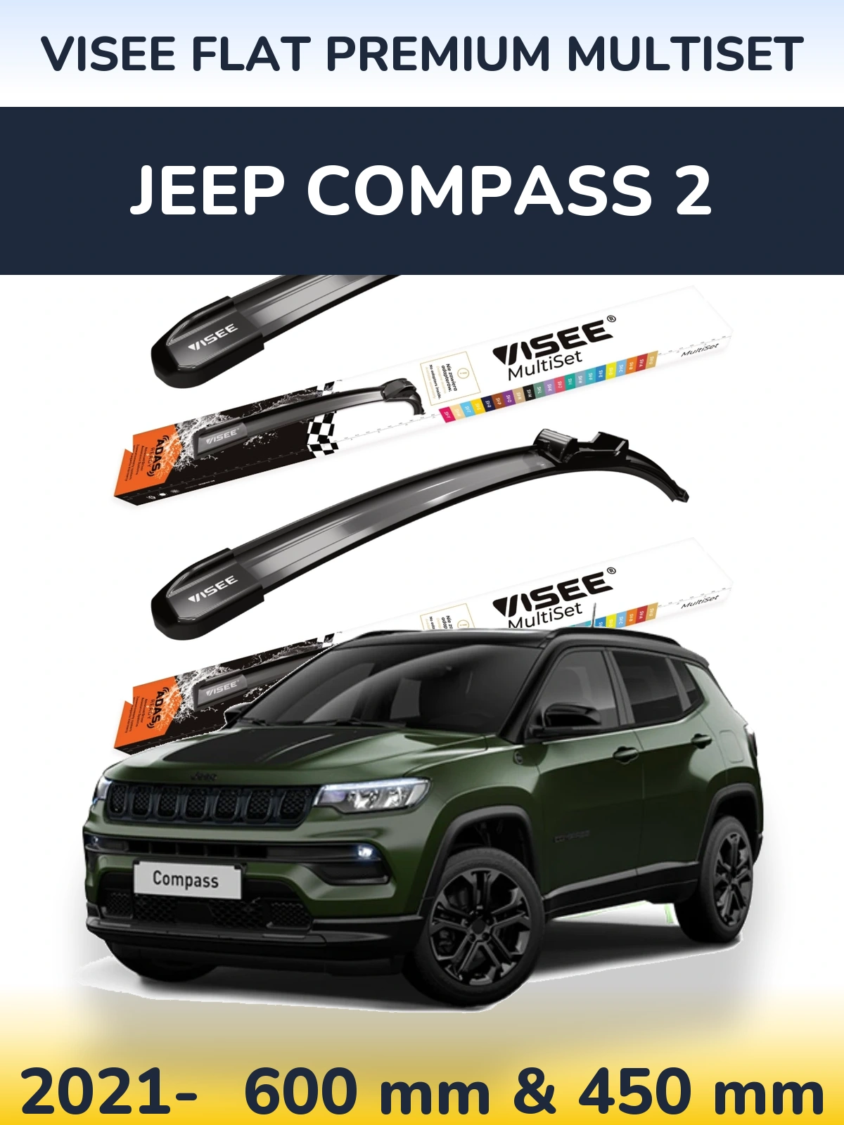 Ștergătoare VISEE FLAT PREMIUM MultiSet pentru Jeep Compass 2