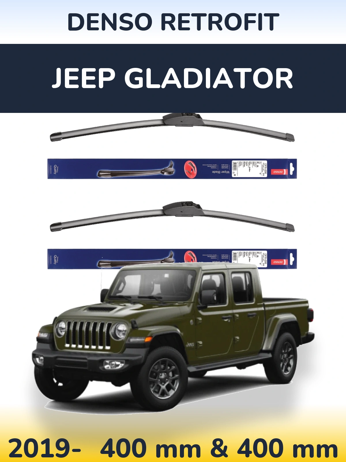 Комплект передніх щіток Denso Retrofit 400 & 400 мм для Jeep Gladiator 2019-2026