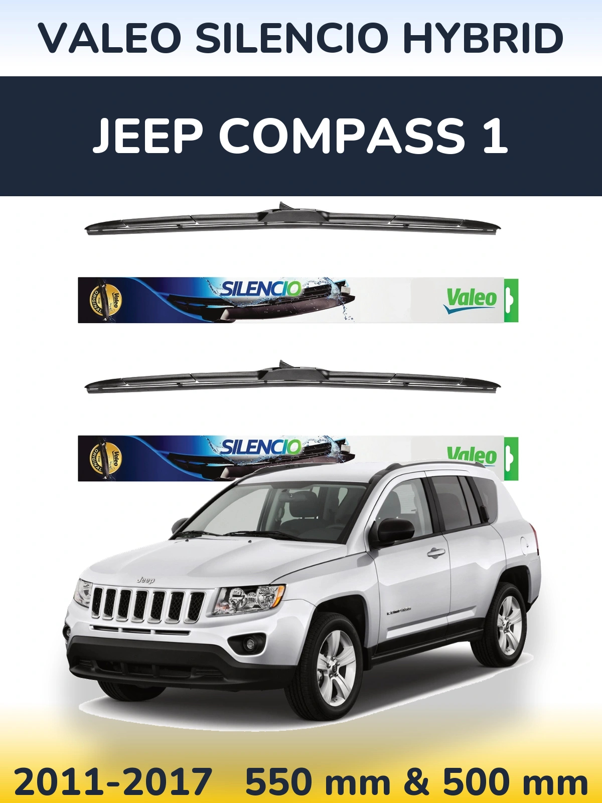 Ștergătoare Valeo Silencio Hybrid pentru Jeep Compass 1