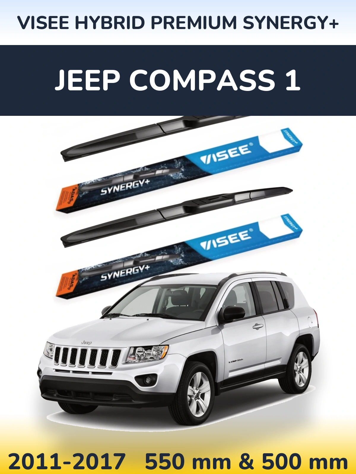 Ștergătoare VISEE HYBRID PREMIUM SYNERGY+ pentru Jeep Compass 1