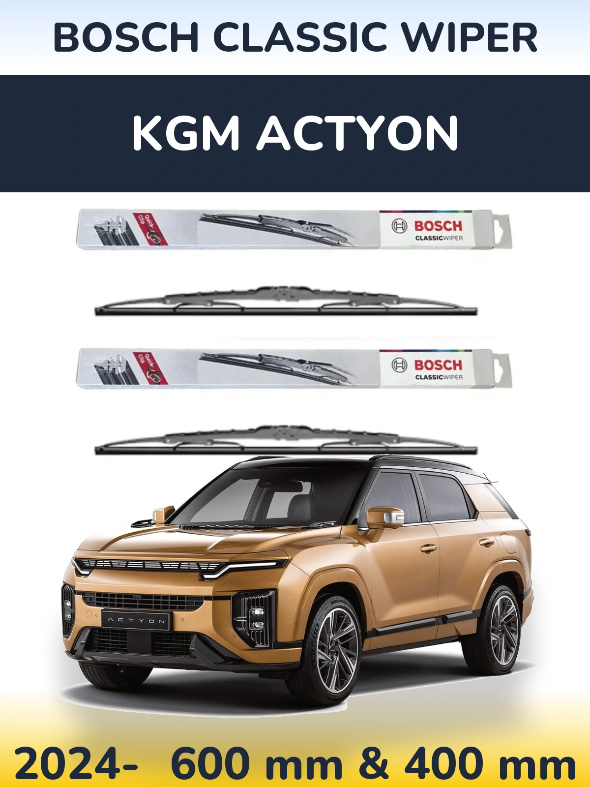 Ștergătoare BOSCH Classic Wiper pentru KGM Actyon