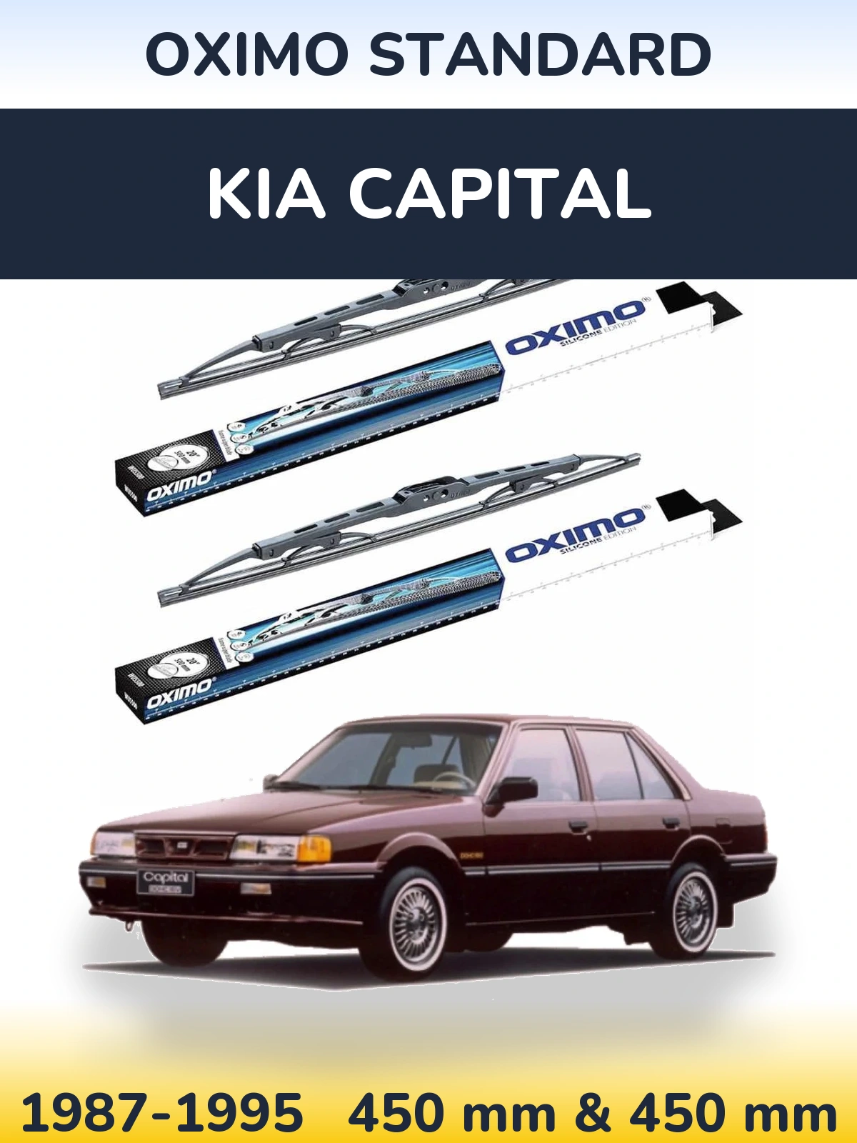 Комплект передних дворников Oximo Standard 450 & 450 мм для KIA Capital 1987-1995