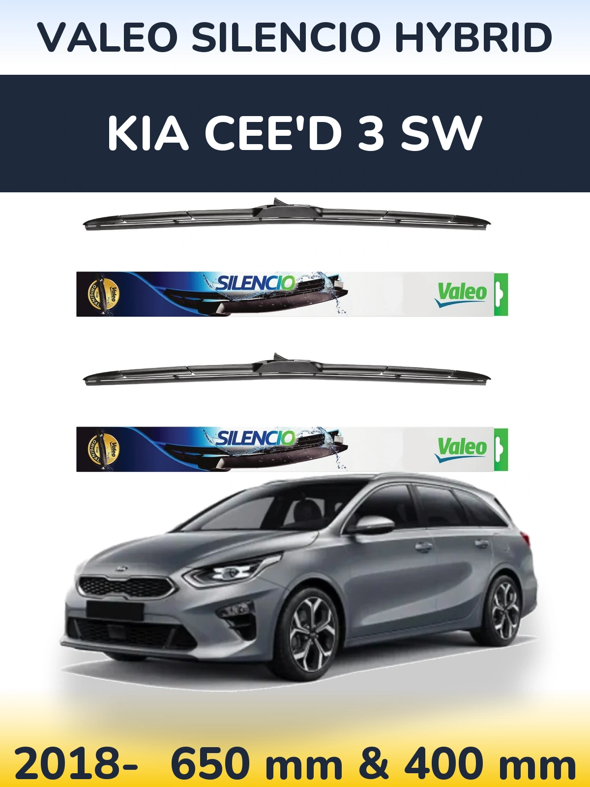 Ștergătoare Valeo Silencio Hybrid pentru KIA Cee'd 3 SW