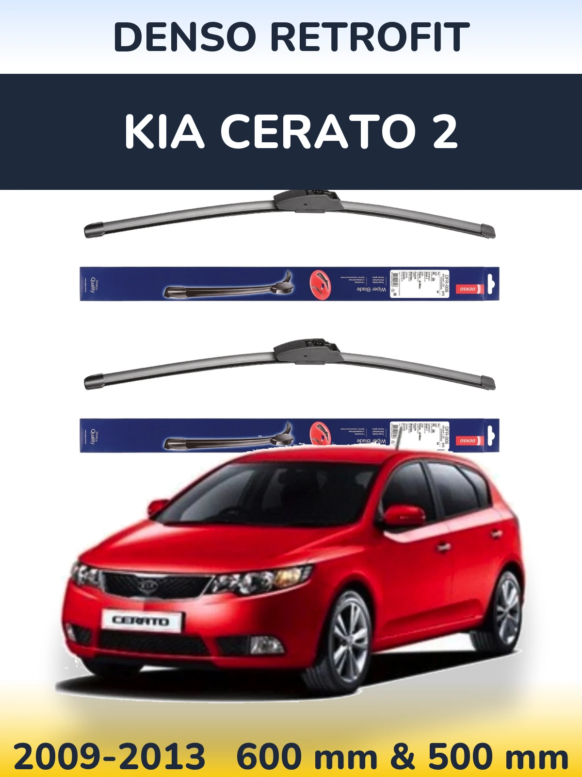 Комплект передних дворников Denso Retrofit 600 & 500 мм для KIA Cerato 2 2009-2013