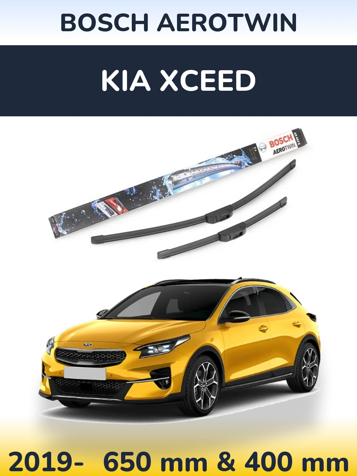 Комплект передних дворников BOSCH AeroTwin 650 & 400 мм для KIA XCeed 2019-2026