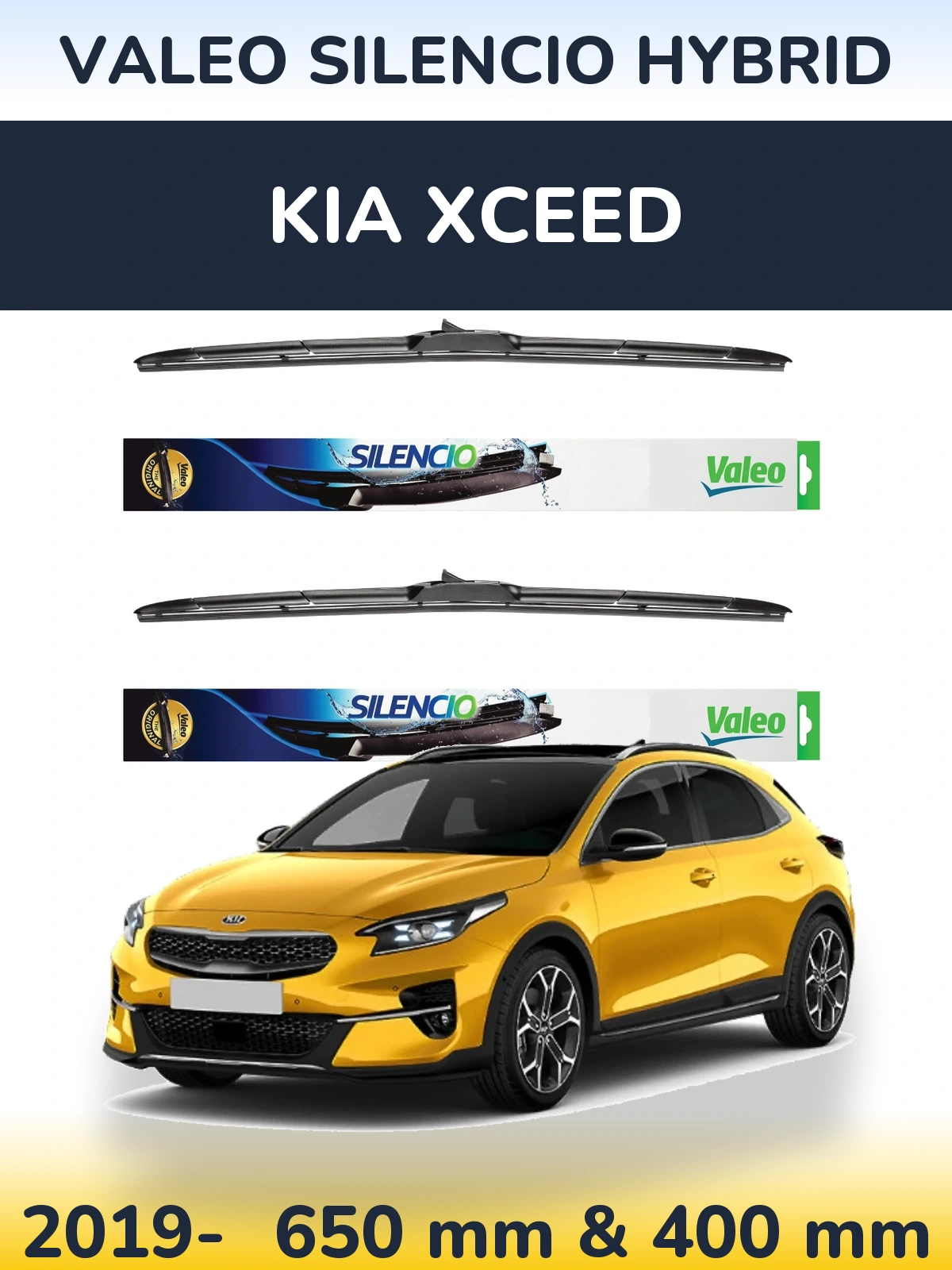 Комплект передних дворников Valeo Silencio Hybrid 650 & 400 мм для KIA XCeed 2019-2026