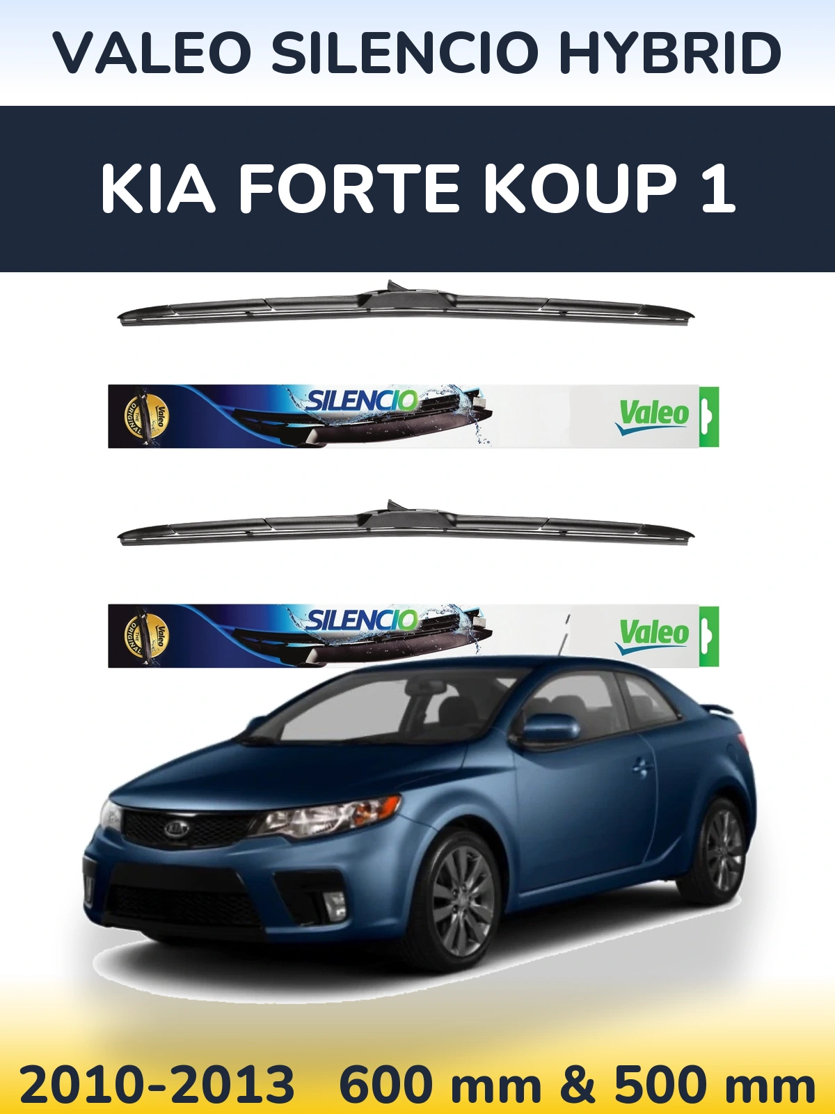 Комплект передних дворников Valeo Silencio Hybrid 600 & 500 мм для KIA Forte Koup 1 2010-2013