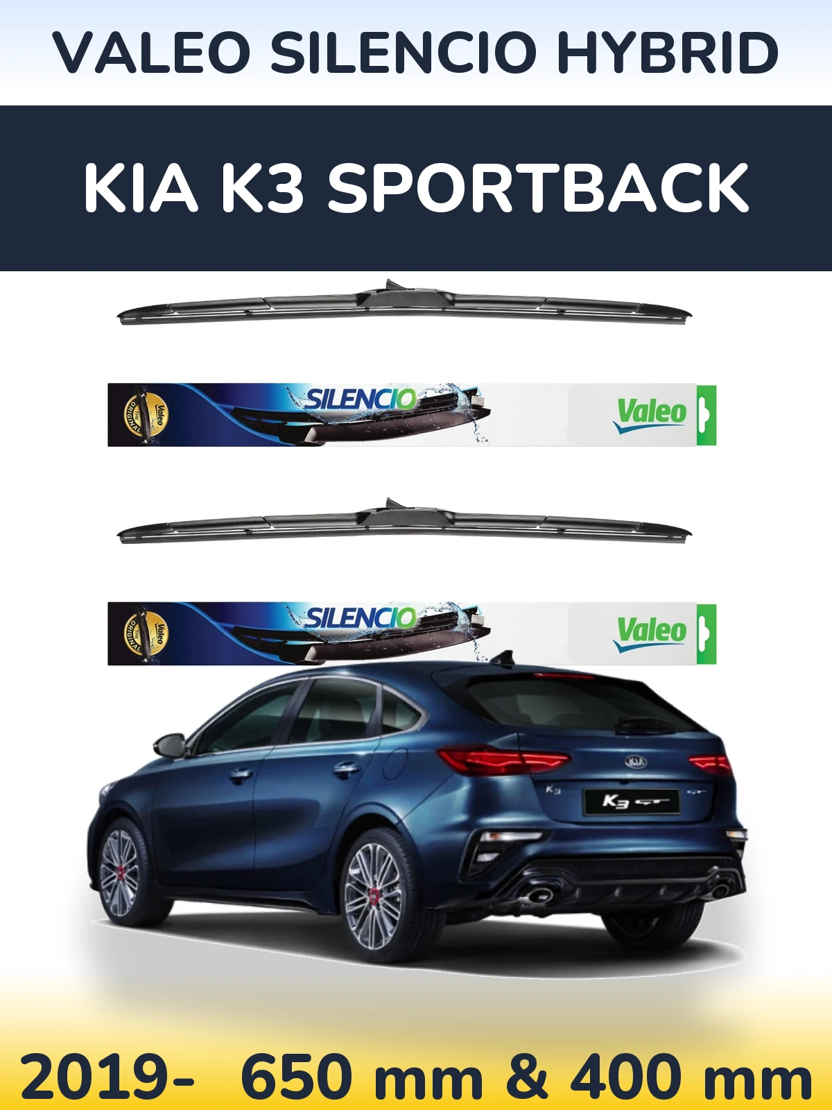 Ștergătoare Valeo Silencio Hybrid pentru KIA K3 Sportback