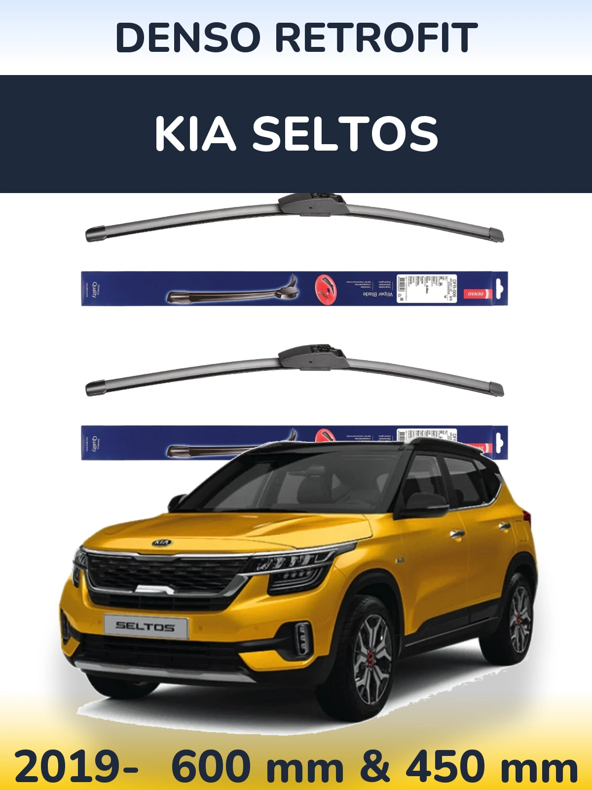 Комплект передних дворников Denso Retrofit 600 & 450 мм для KIA Seltos 2019-2026