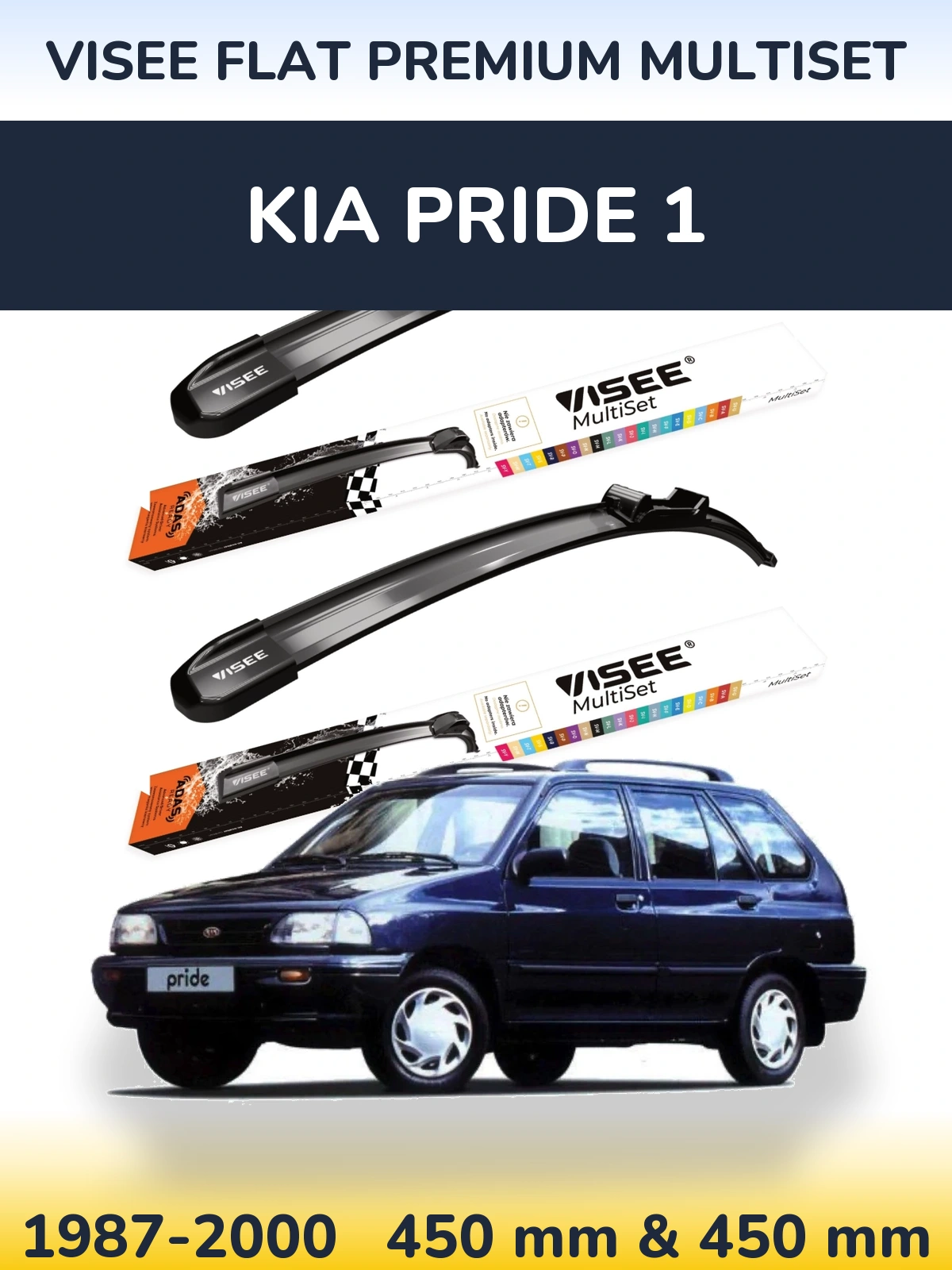 Ștergătoare VISEE FLAT PREMIUM MultiSet pentru KIA Pride 1