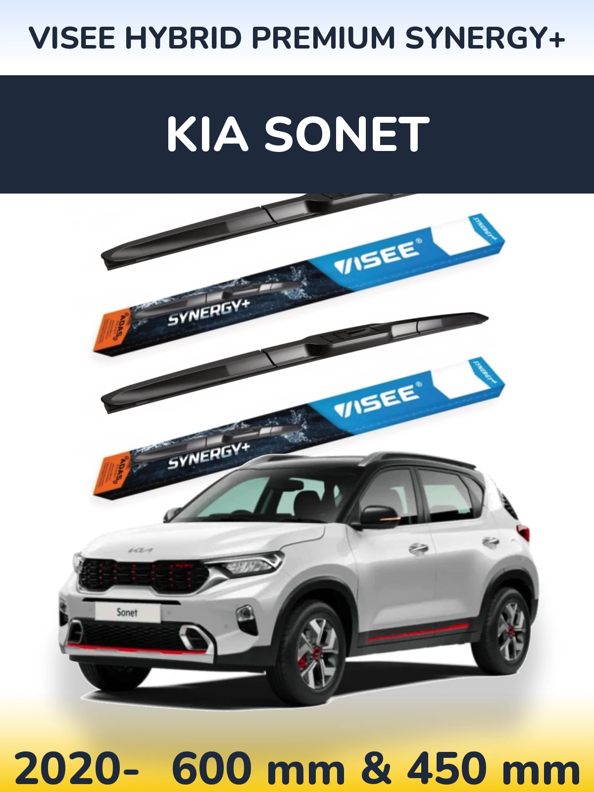 Ștergătoare VISEE HYBRID PREMIUM SYNERGY+ pentru KIA Sonet