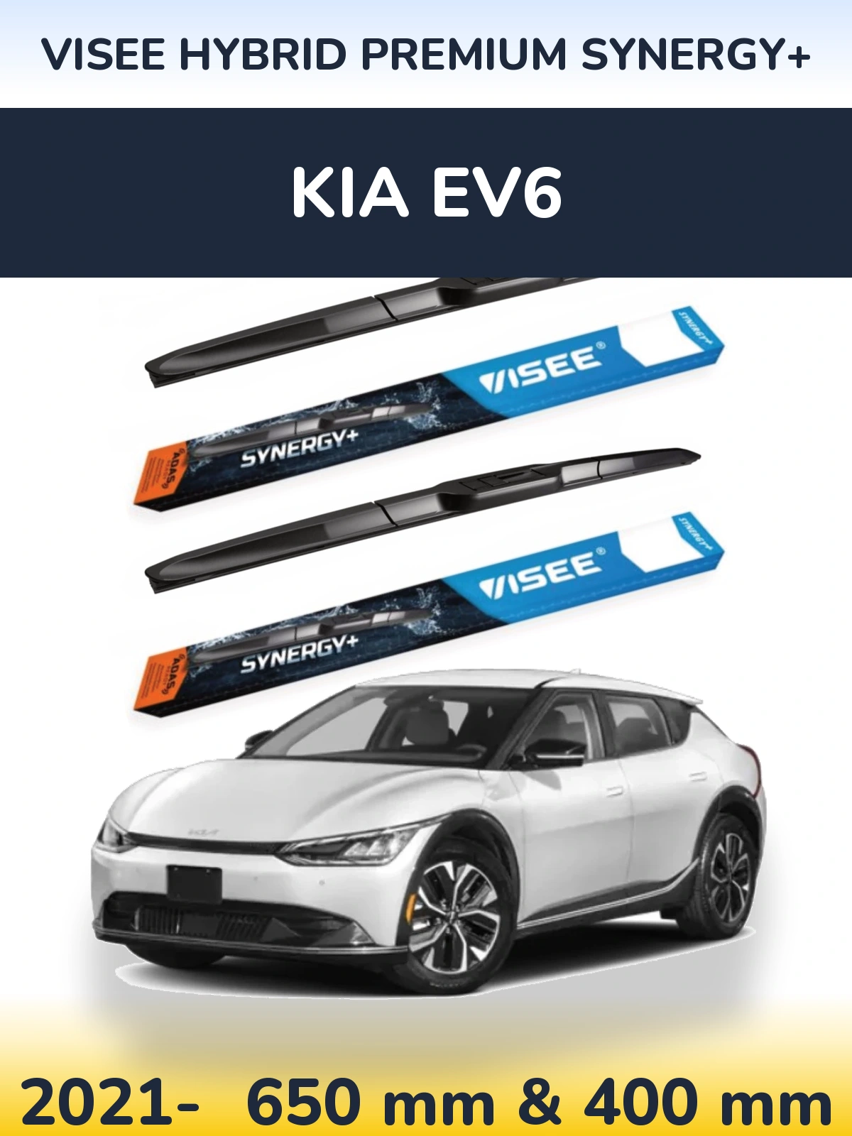 Комплект передних дворников VISEE HYBRID PREMIUM SYNERGY+ 650 & 400 мм для KIA EV6 2021-2026