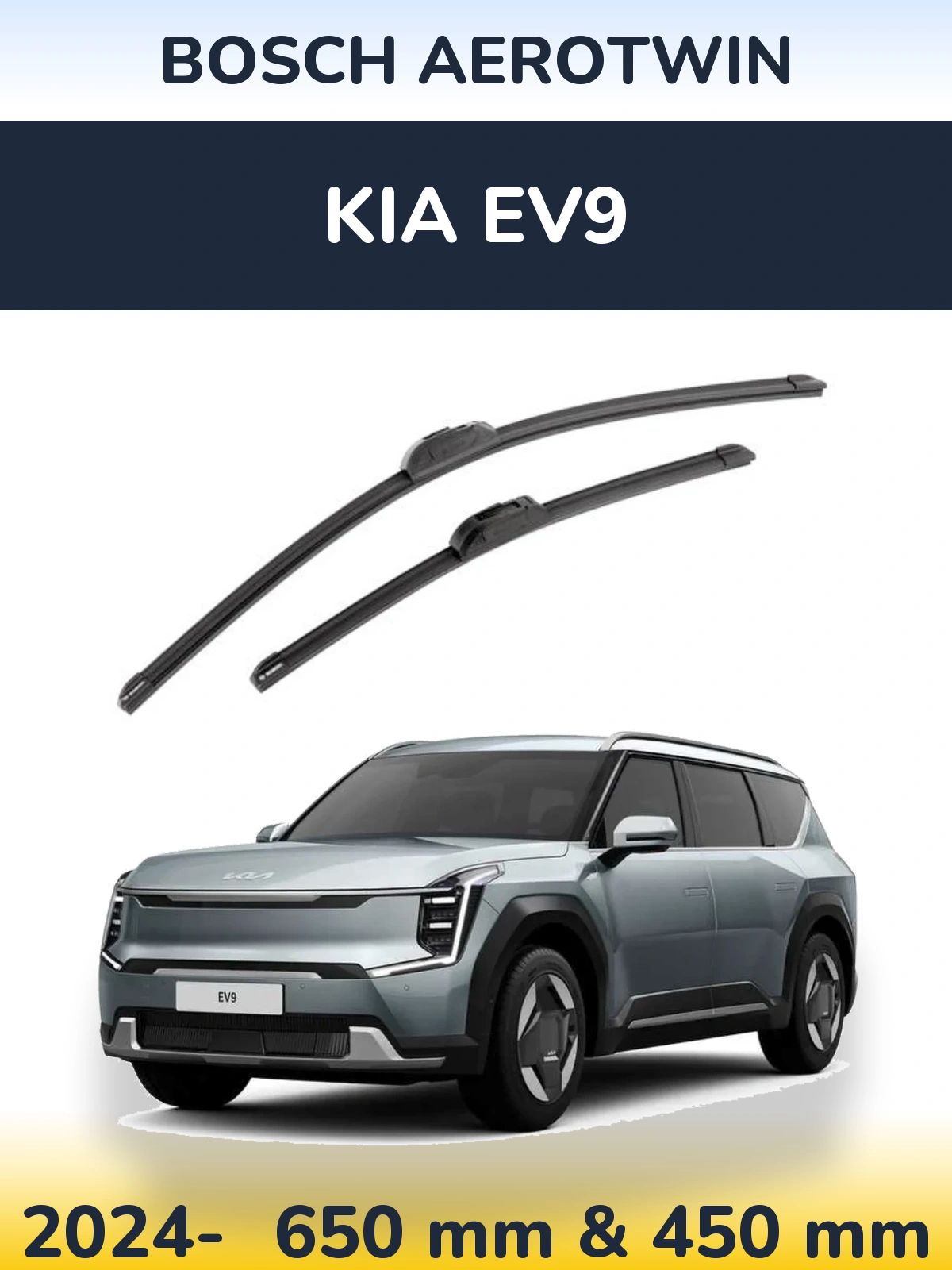 Комплект передних дворников BOSCH AeroTwin 650 & 450 мм для KIA EV9 2024-2026