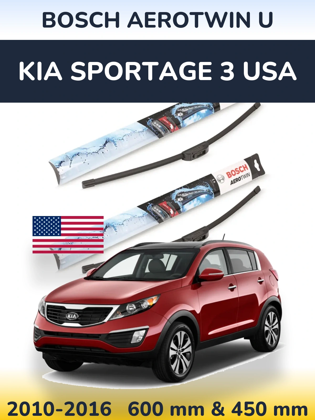 Ștergătoare BOSCH AeroTwin U pentru KIA Sportage 3 USA