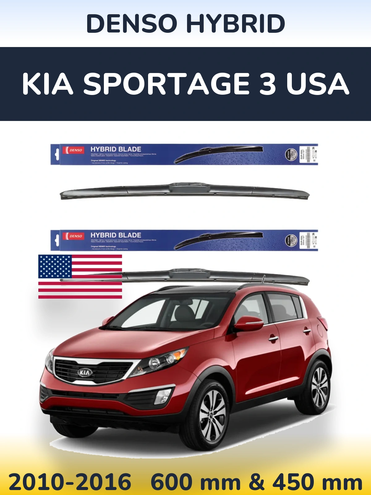 Ștergătoare Denso Hybrid pentru KIA Sportage 3 USA