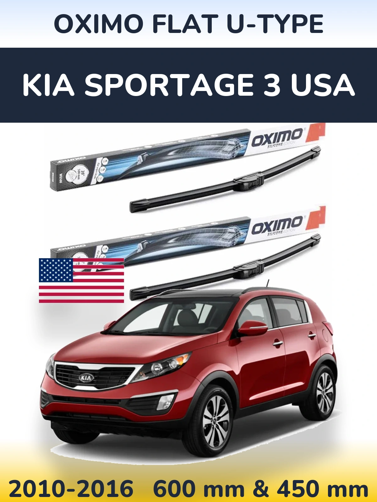 Ștergătoare Oximo Flat U-type pentru KIA Sportage 3 USA