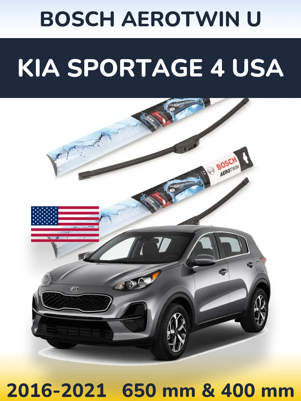 Ștergătoare BOSCH AeroTwin U pentru KIA Sportage 4 USA