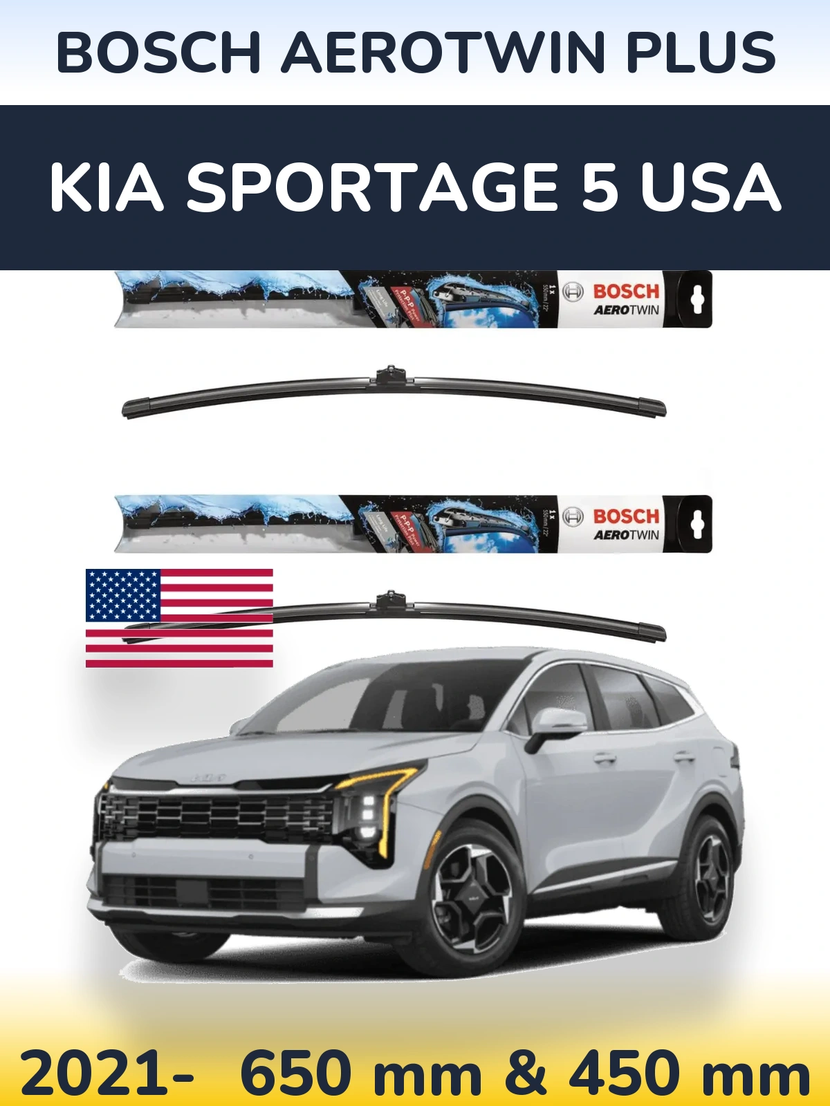 Ștergătoare BOSCH AeroTwin Plus pentru KIA Sportage 5 USA