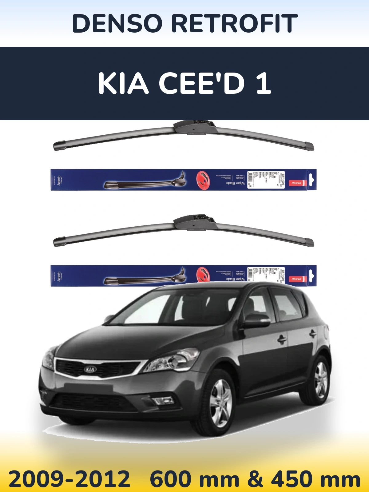 Комплект передних дворников Denso Retrofit 600 & 450 мм для KIA Cee'd 1 2009-2012