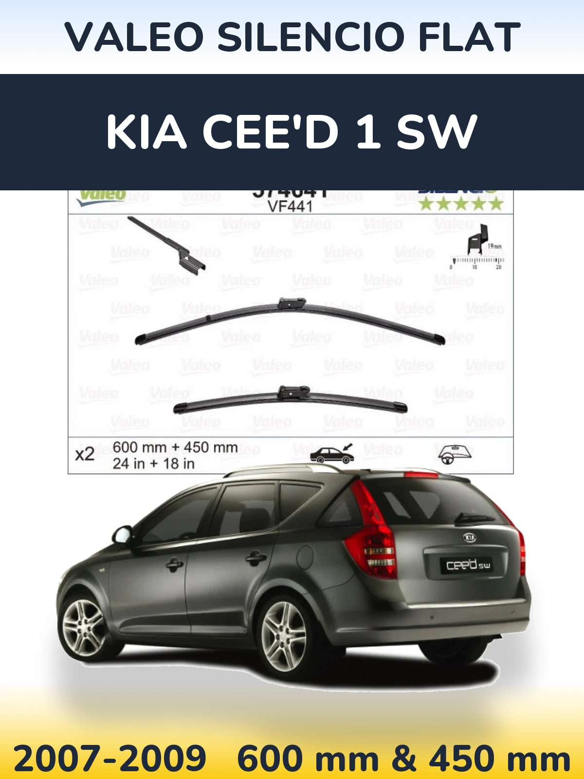 Ștergătoare Valeo Silencio Flat pentru KIA Cee'd 1 SW