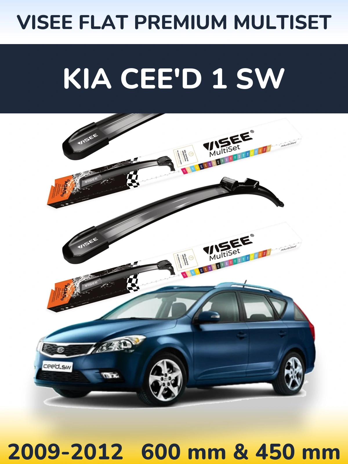 Ștergătoare VISEE FLAT PREMIUM MultiSet pentru KIA Cee'd 1 SW
