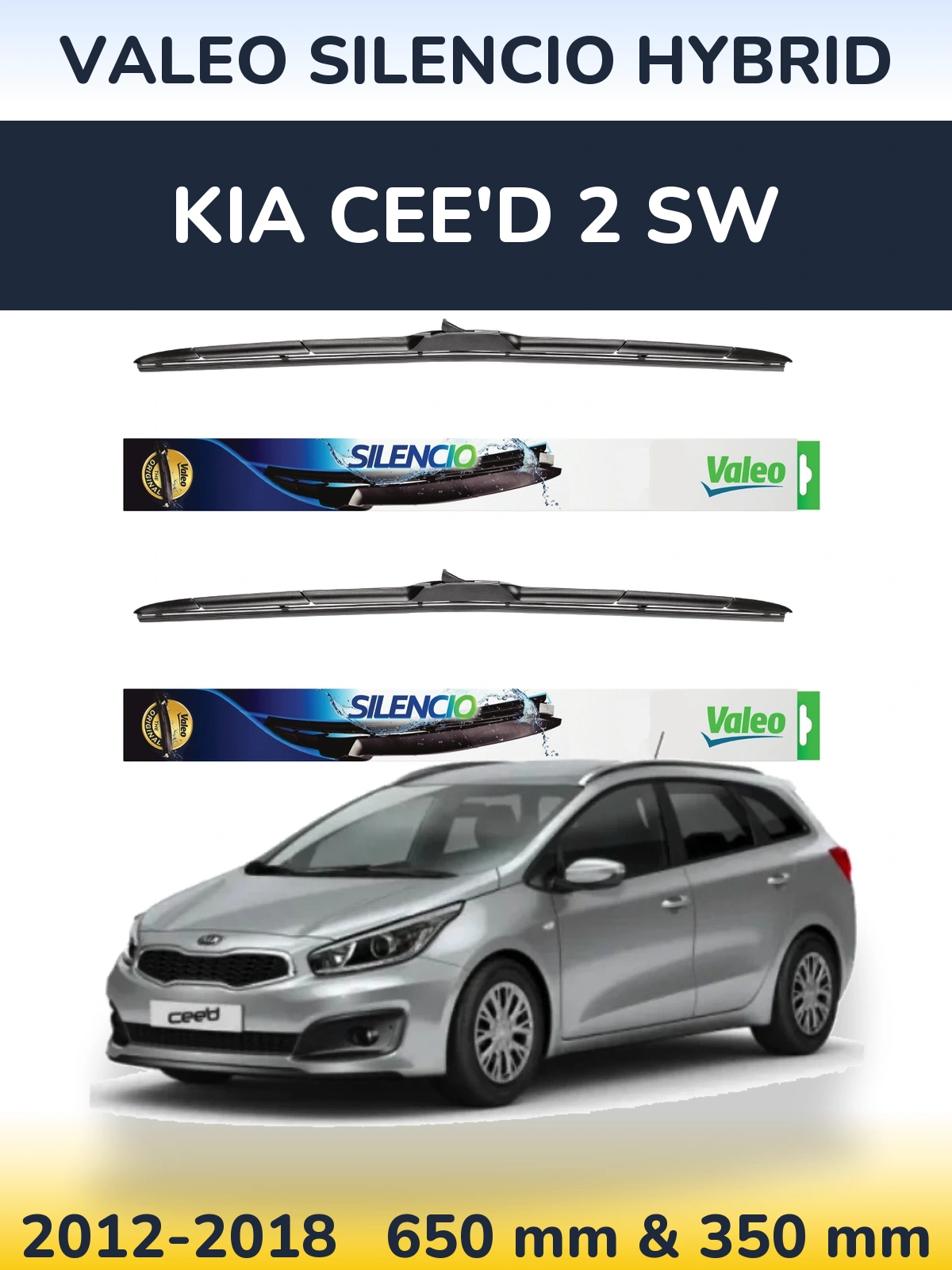 Ștergătoare Valeo Silencio Hybrid pentru KIA Cee'd 2 SW