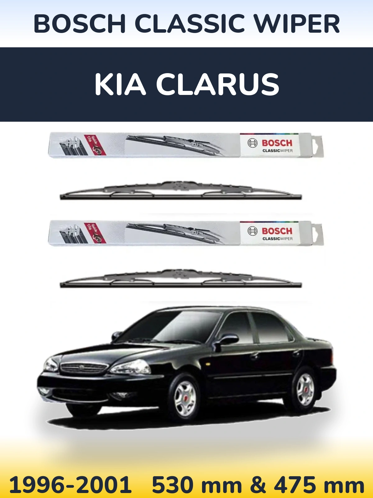 Комплект передних дворников BOSCH Classic Wiper 530 & 475 мм для KIA Clarus 1996-2001